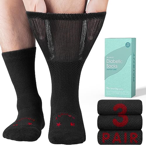 Rahhint Merino Wolle Diabetikersocken 3 Paar，ohne Gummi & ohne Naht Bambus Socken für Damen Herren von Rahhint