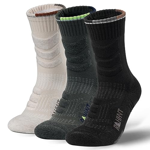 Rahhint Merino Wandersocken Wolle Trekkingsocken für Herren Damen Anti-Blasen Gepolstert Atmungsaktive Wasserfeste Kompression Sportsocken Laufsocken von Rahhint