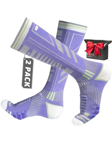 Rahhint Merinowolle Kompressions Skisocken für Herren, Damen und Jugendliche, Thermo Wintersocken Wandersocken mit Polsterung Kniestrümpfe, Größe 35-51, (2Paar) von Rahhint