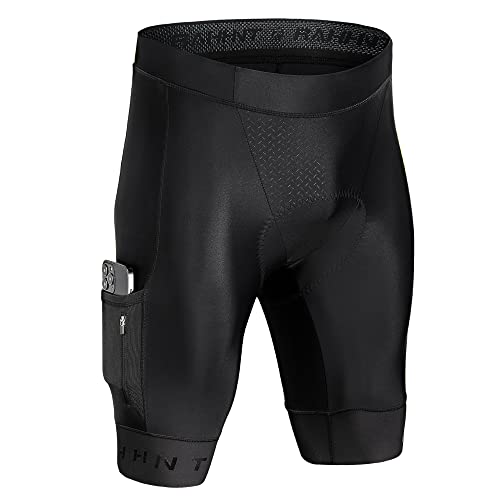 Rahhint Radlerhose Herren mit Sitzpolster Fahrradhose Kurz Gepolstert Radhose Fahrrad Hose Atmungsaktive Elastische Schnelltrocknende Stoßfeste rutschfest Radunterhose mit Tasche von Rahhint