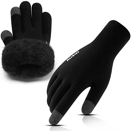 Rahhint Thermo Winterhandschuhe Herren Dicke Warm Touchscreen-Handschuhe Damen Wollehandschuhe Fleece Stretch Bequem Material Strickhandschuhe von Rahhint