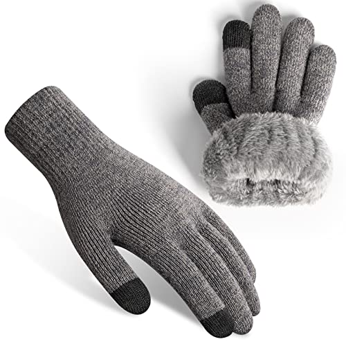 Rahhint Winterhandschuhe Herren Damen Touchscreen Thermohandschuhe Warme Wollstrickhandschuhe mit Fleecefutter von Rahhint