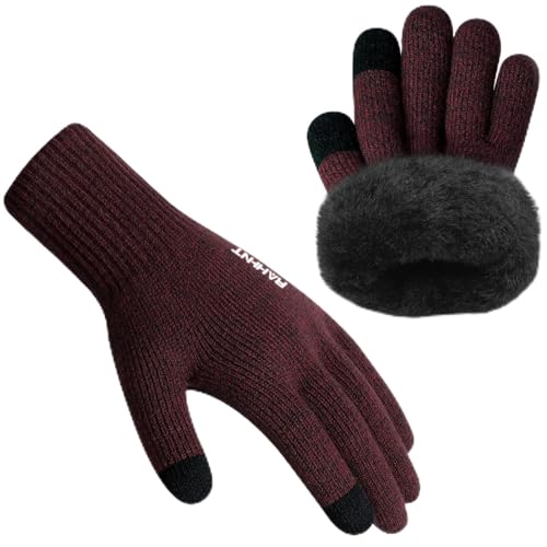 Rahhint Winterhandschuhe Herren Damen Touchscreen Thermohandschuhe Warme Wollstrickhandschuhe mit Fleecefutter von Rahhint