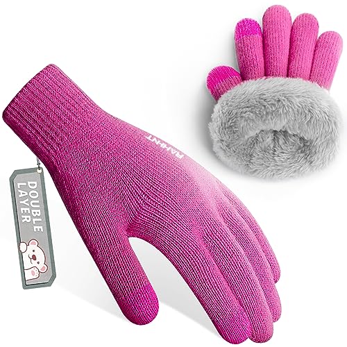 Unisex Kinder Handschuhe Winter für Jungen Mädchen Thermohandschuhe Touchscreen Winterhandschuhe Warme Wollstrickhandschuhe mit Fleecefutter 3-15 Jahre von Rahhint