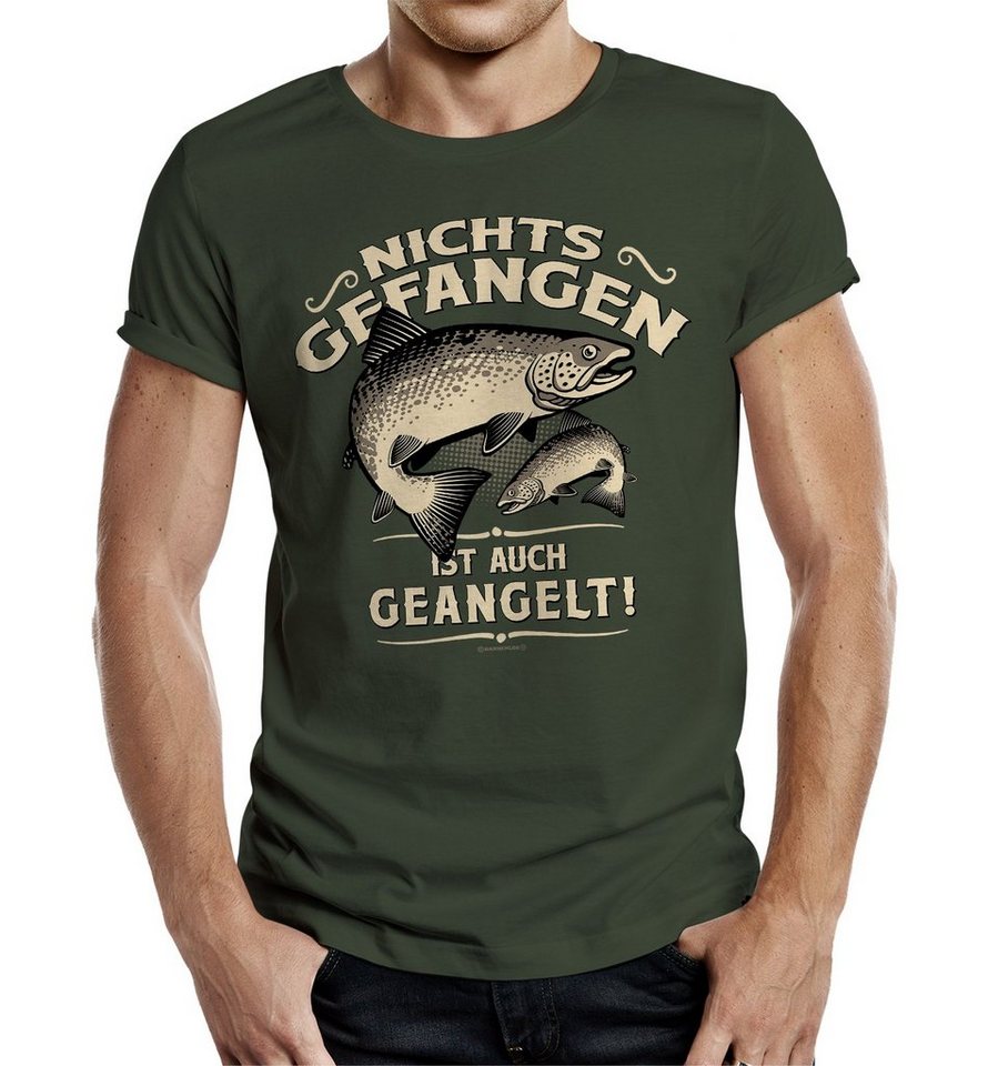 RAHMENLOS® T-Shirt Das Geschenk für Angler Nichts gefangen ist auch geangelt"" von RAHMENLOS®