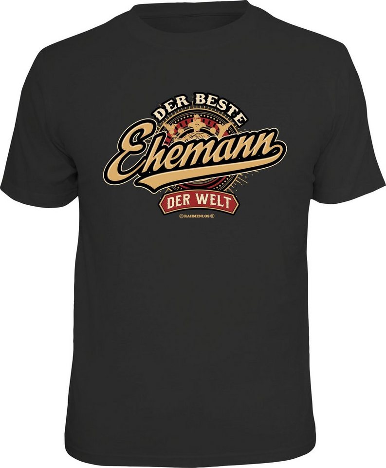 RAHMENLOS® T-Shirt Das Geschenk zum Hochzeitstag Bester Ehemann der Welt"" von RAHMENLOS®
