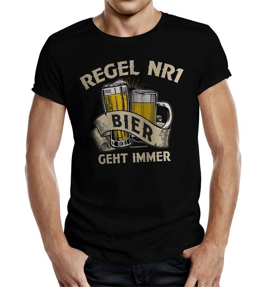 RAHMENLOS® T-Shirt Das Party Geschenk für Männer: Bier geht Immer von RAHMENLOS®