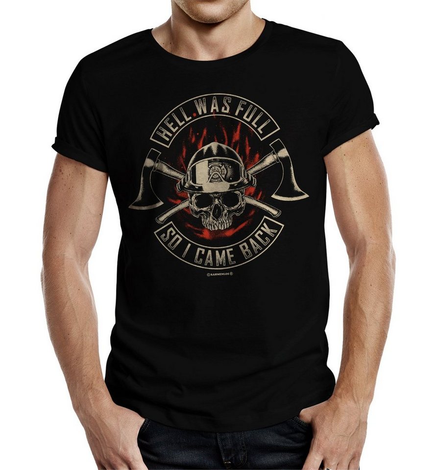 RAHMENLOS® T-Shirt Geschenk für Firefighter: Hell was Full von RAHMENLOS®
