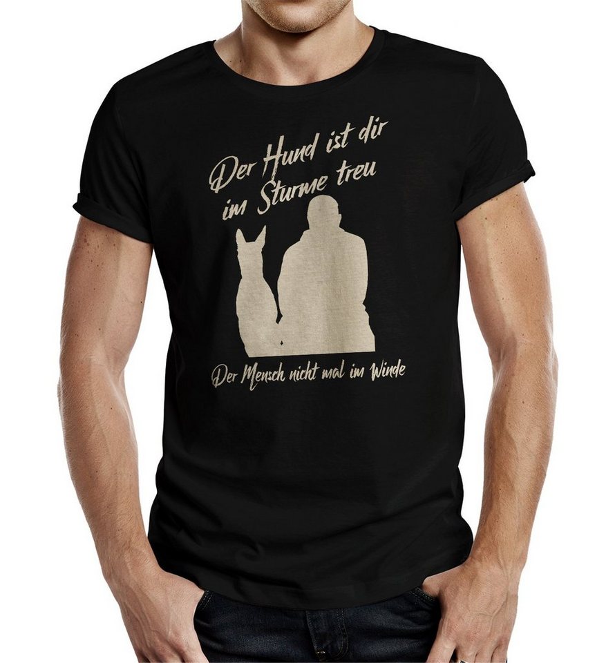 RAHMENLOS® T-Shirt Geschenk für Hundebesitzer - Der Hund ist dir im Sturme treu von RAHMENLOS®