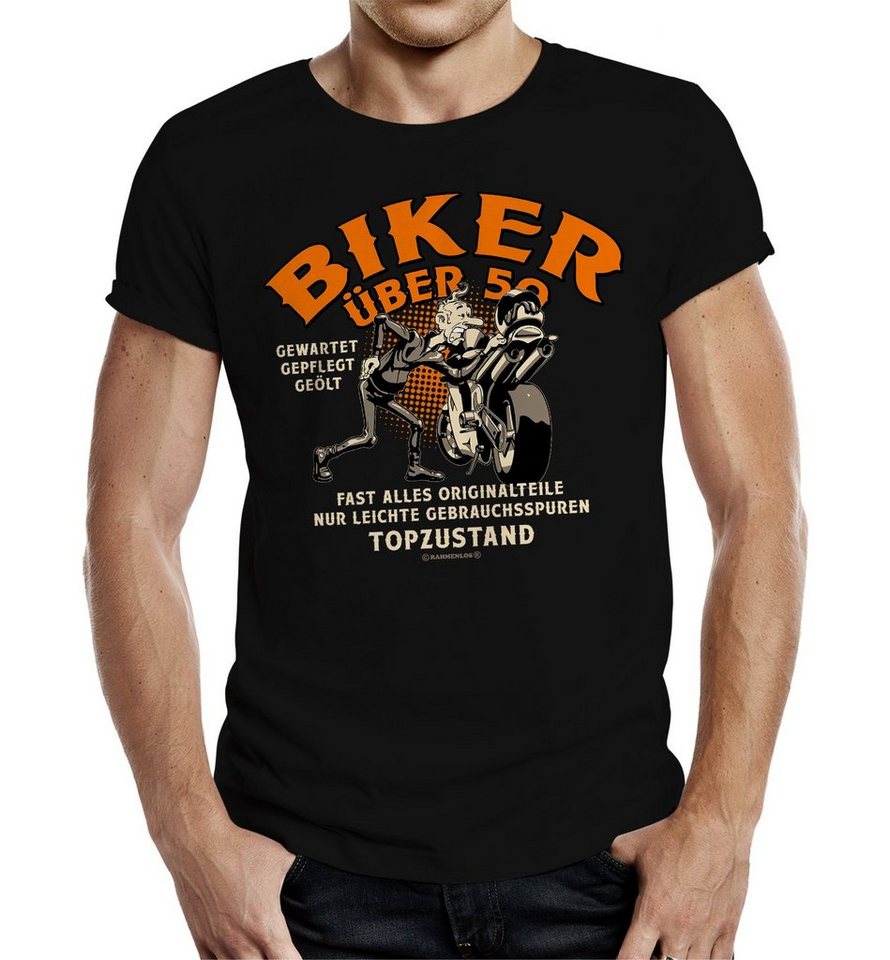 RAHMENLOS® T-Shirt als Geschenk für Biker und Motorradfahrer über 50 von RAHMENLOS®