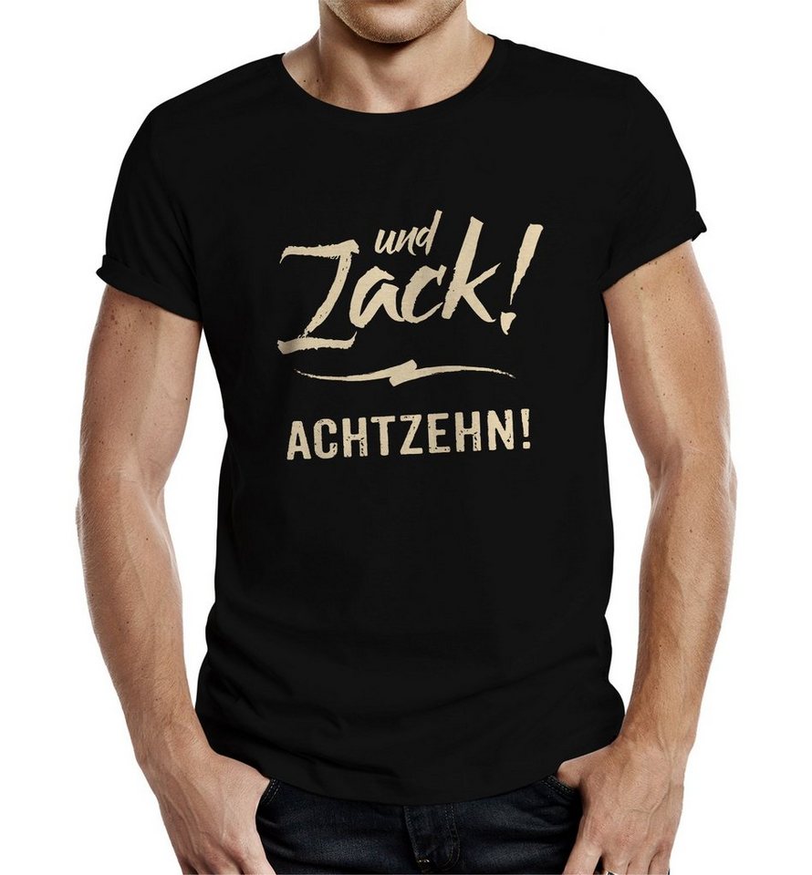 RAHMENLOS® T-Shirt Geschenk für Teenager zur Volljährigkeit - Zack! Achtzehn! von RAHMENLOS®
