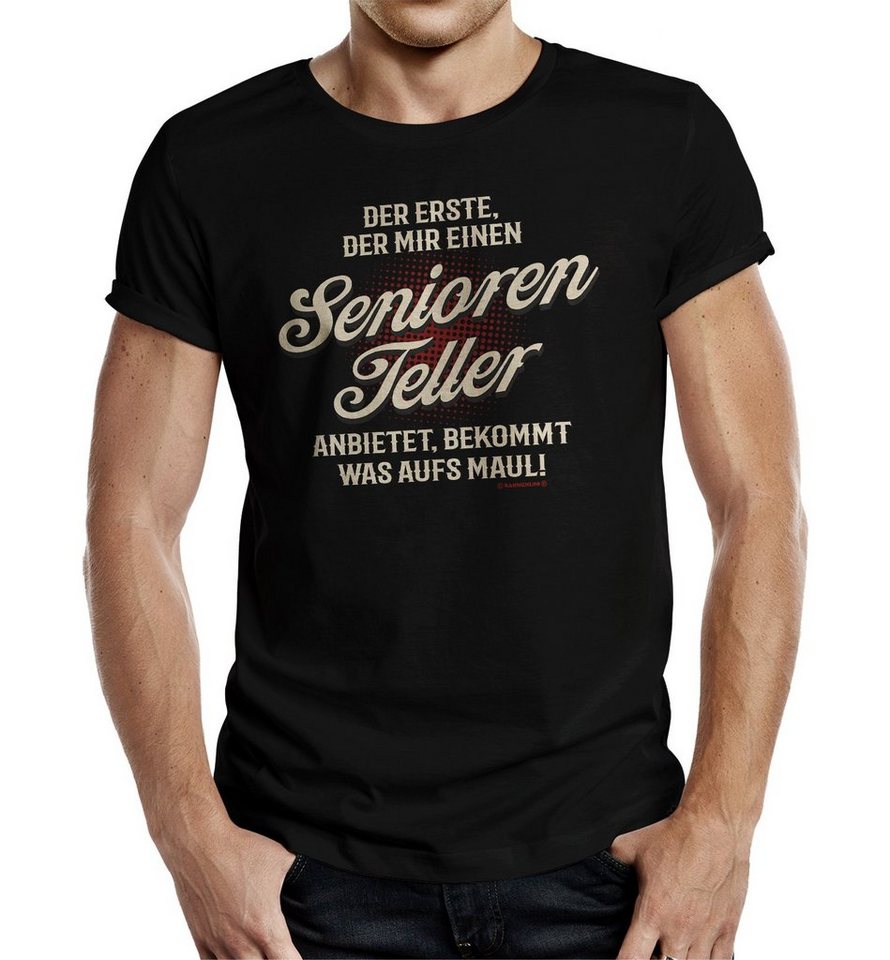 RAHMENLOS® T-Shirt Geschenk für den älteren Herrn oder den Ruhestand - Seniorenteller von RAHMENLOS®