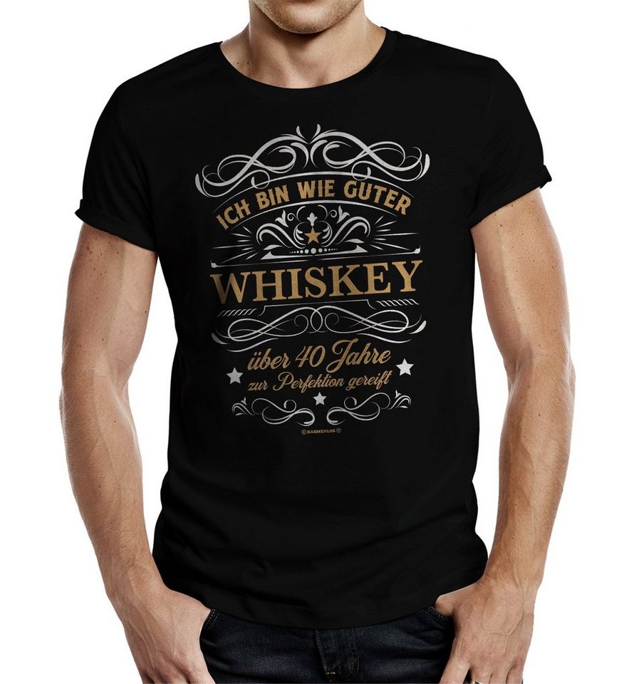RAHMENLOS® T-Shirt Geschenk zum 40. Geburtstag - wie guter Whiskey 40 Jahre gereift von RAHMENLOS®