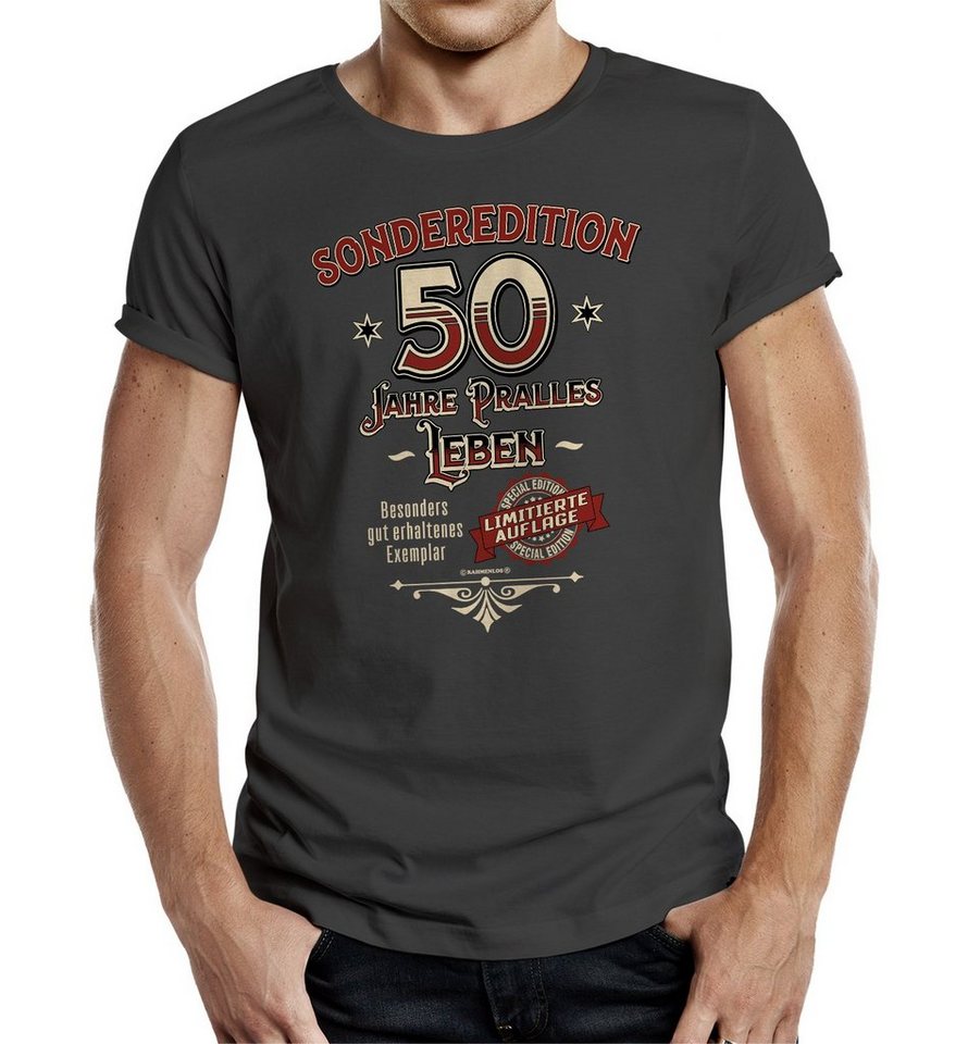RAHMENLOS® T-Shirt Geschenk zum 50. Geburtstag - Sonderedition 50 pralles Leben von RAHMENLOS®