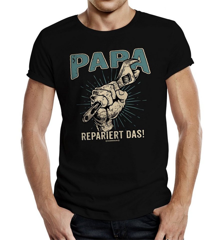 RAHMENLOS® T-Shirt Geschenk zum Vatertag, Vater oder werdender Papa - Papa repariert das von RAHMENLOS®