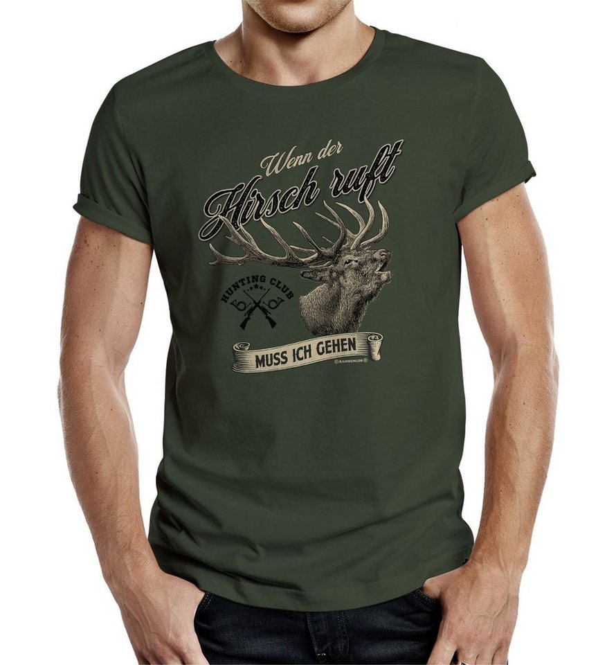 RAHMENLOS® T-Shirt als Geschenk für Jäger - wenn der Hirsch ruft von RAHMENLOS®