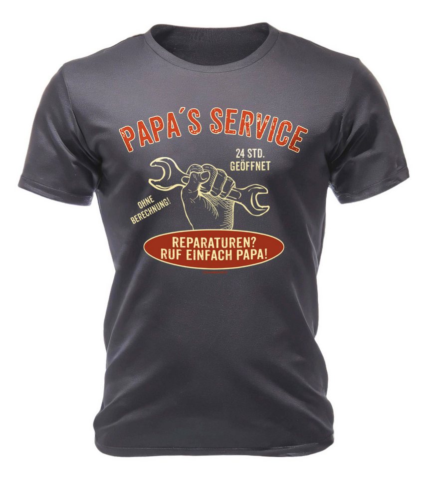 RAHMENLOS® T-Shirt als Geschenk für Väter: Papa's Service 24 Std. geöffnet von RAHMENLOS®