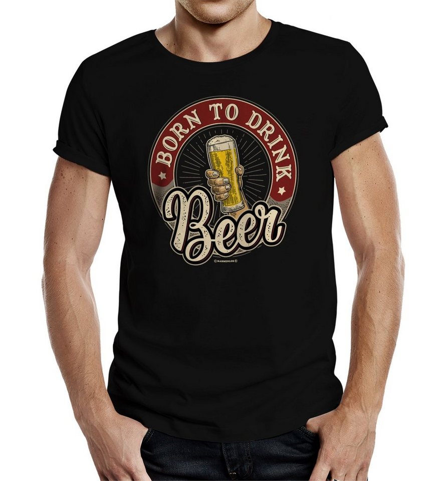 RAHMENLOS® T-Shirt als Geschenk oder Outfit für die Party - Born to Drink Beer von RAHMENLOS®