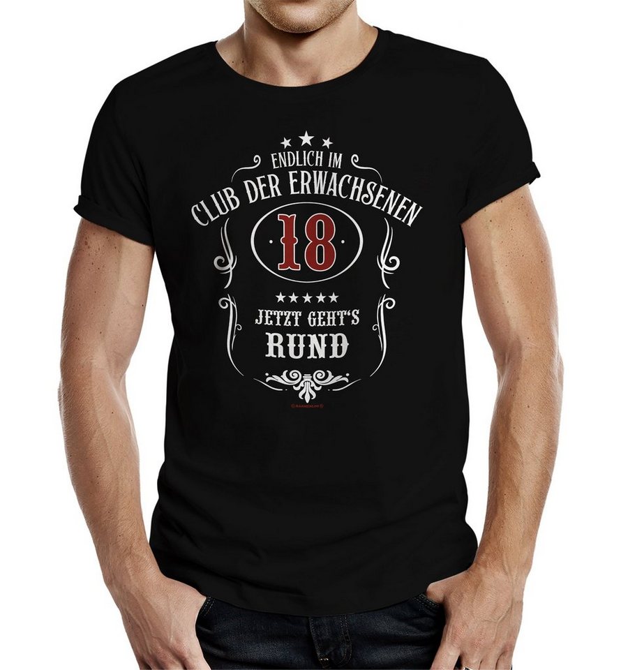 RAHMENLOS® T-Shirt als Geschenk zum 18. Geburtstag - Endlich im Club der Erwachsenen von RAHMENLOS®
