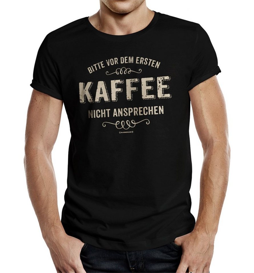 RAHMENLOS® T-Shirt für Morgenmuffel und Kaffeetrinker - vor 1. Kaffee nicht ansprechen von RAHMENLOS®