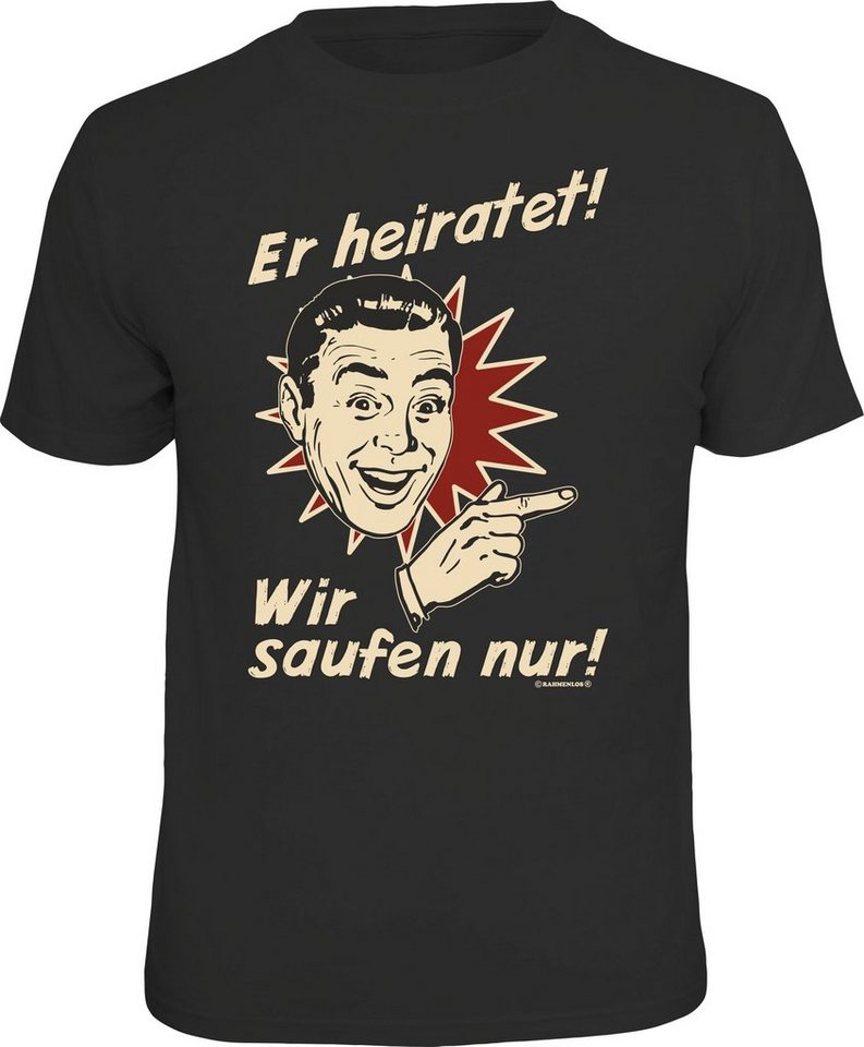 RAHMENLOS® T-Shirt für das JGA-Team - er heiratet, wir saufen nur von RAHMENLOS®