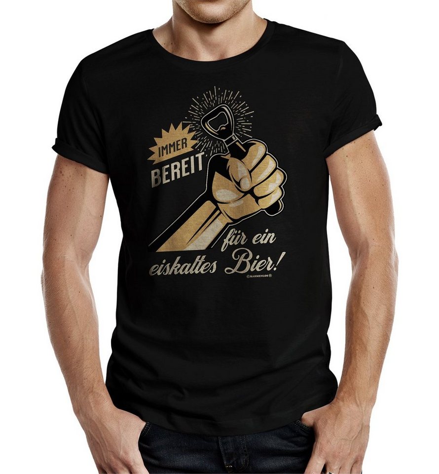 RAHMENLOS® T-Shirt zur Party für Biertrinker - Immer bereit für ein eiskaltes Bier von RAHMENLOS®