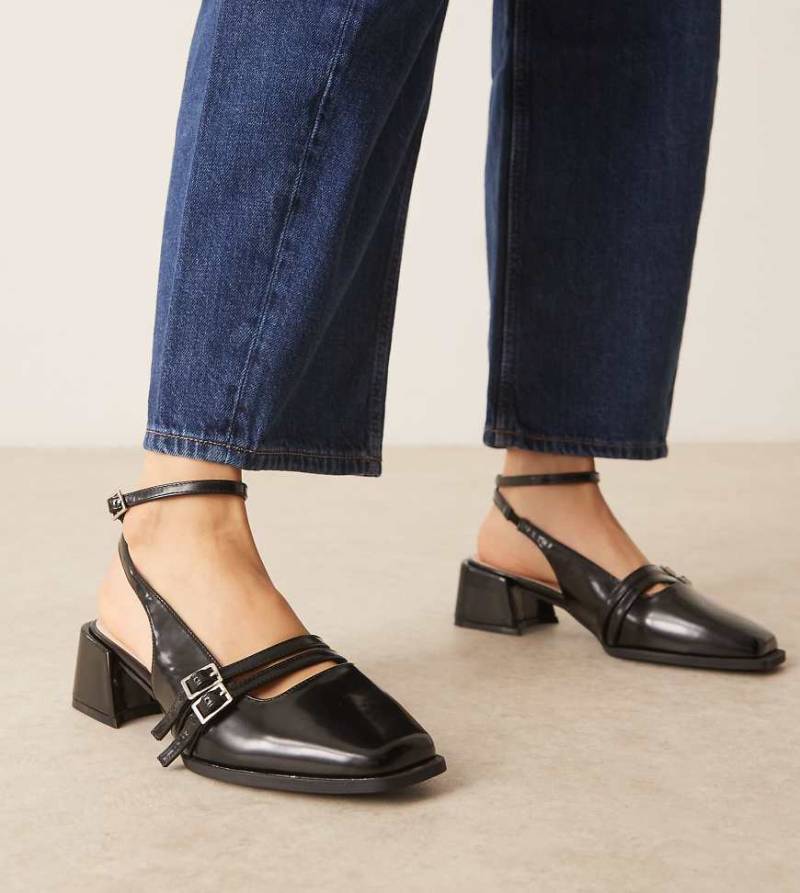 RAID Wide Fit - Stacia - Mary-Jane-Absatzschuhe in Schwarz mit Fersenriemen, weite Passform von Raid Wide Fit