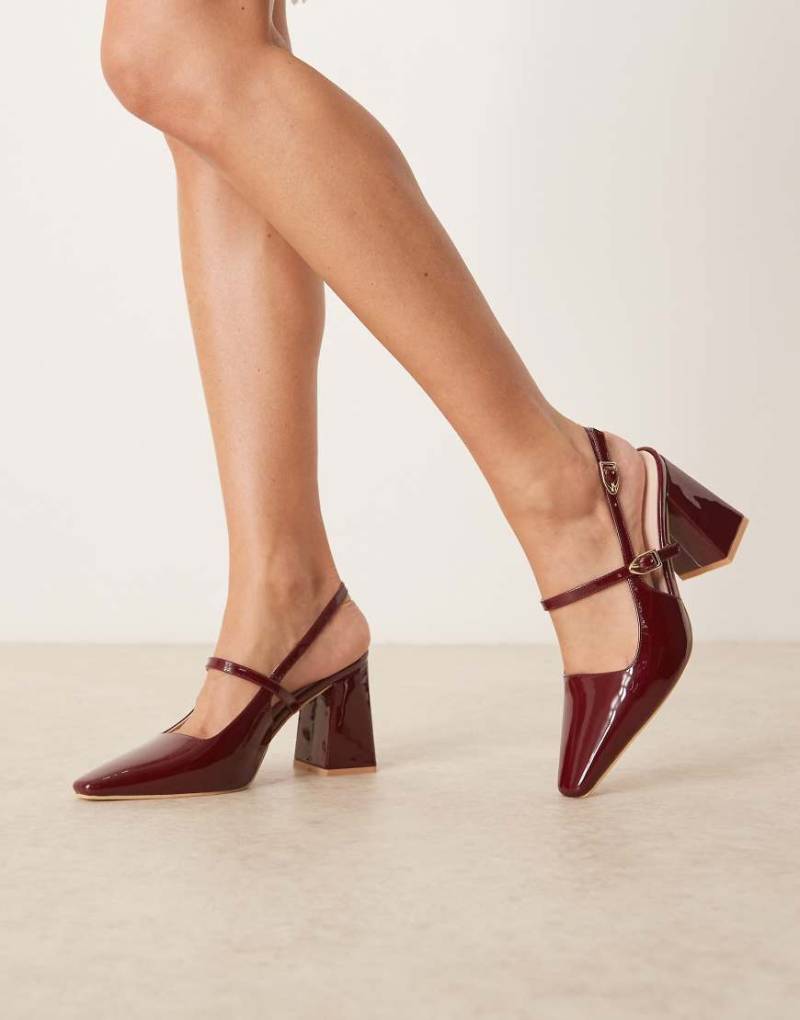 RAID - Siya - Schuhe in Rot mit Blockabsatz, spitzer Zehenpartie und Lackoptik von Raid