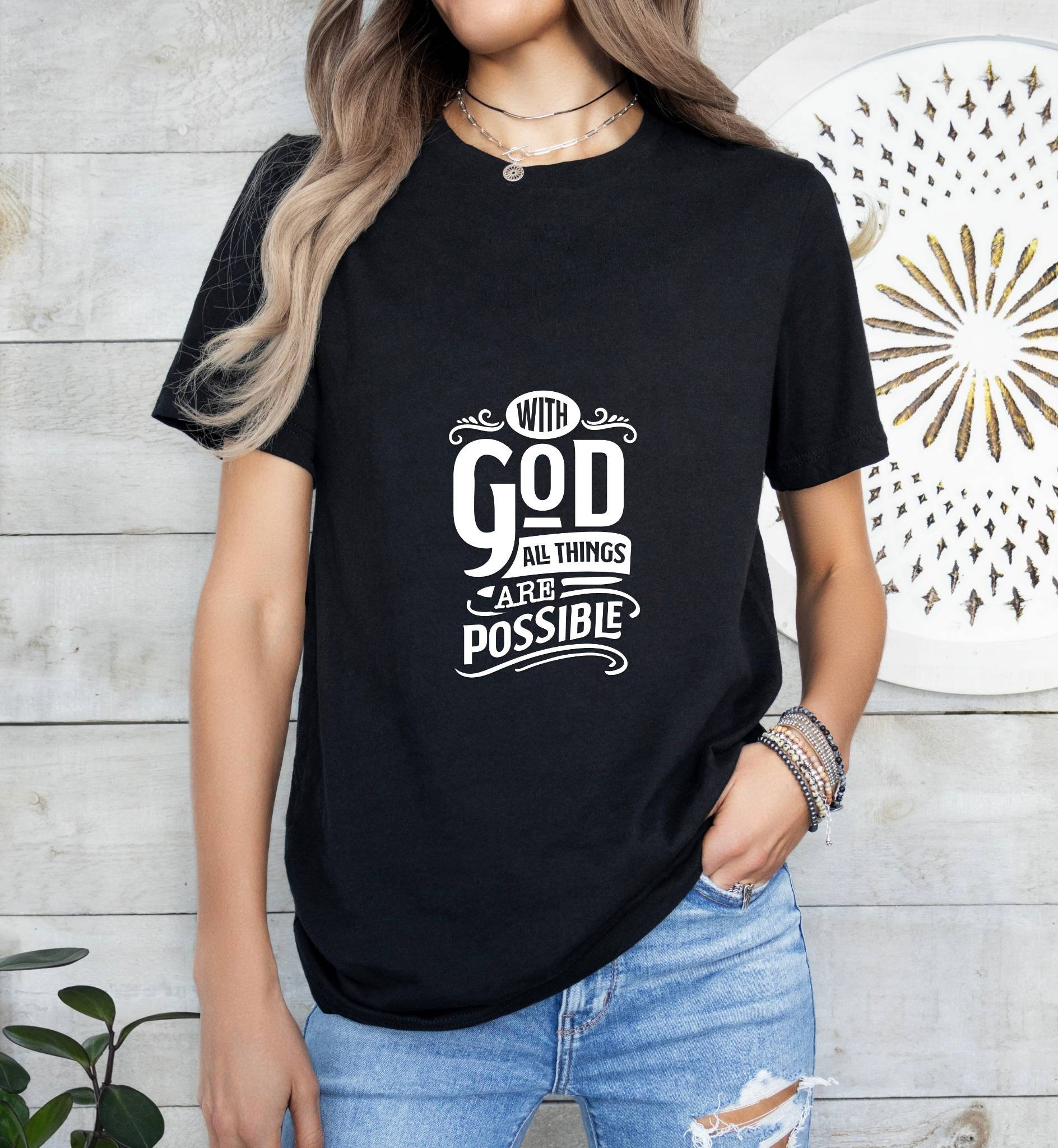 Mit Gott Sind Alle Dinge Möglich T-Shirt Christliches Inspirational T-Shirt von RaidenGateDesign