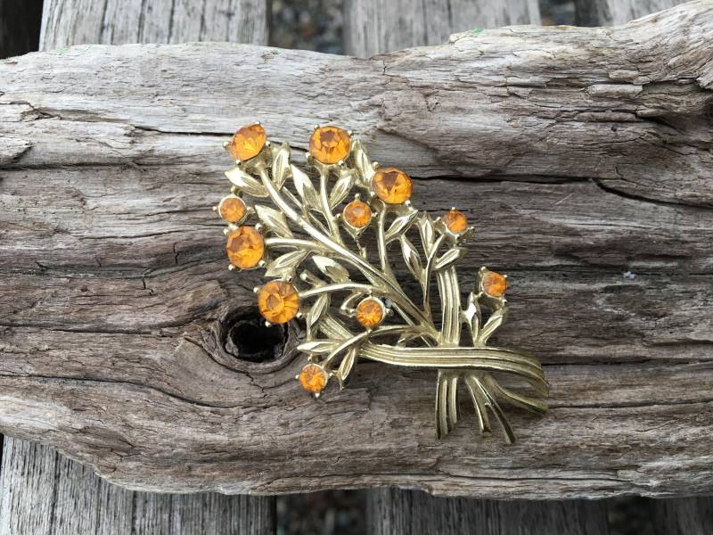 1940Er Jahre Gold-Ton Gelb Strass Blumen Brosche Muttertag Brautjungfer Geschenk von RaiderOfLostKitsch