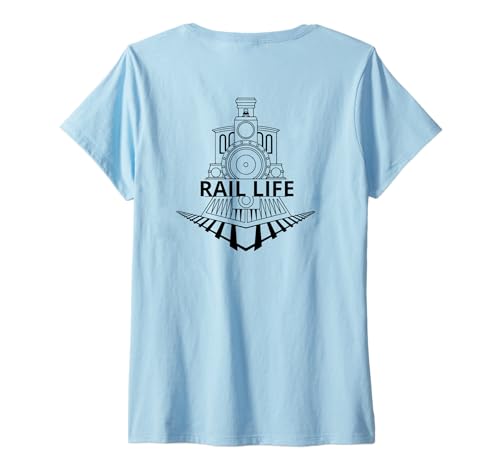 Damen Schienenlebensdauer für Eisenbahnarbeiter und Modelleisenbahn-Liebhaber T-Shirt mit V-Ausschnitt Damen Schienenlebensdauer für Eisenbahnarbeiter und Modelleisenbahn-Liebhaber T-Shirt mit V-Ausschnitt von Rail Life For Railroad And Model Train Apparel