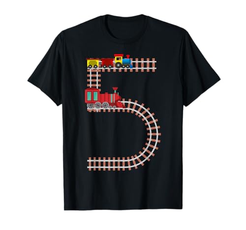 Kinder Eisenbahn 5. Geburtstag Fun Train Boys 5 Years Old Bday T-Shirt von Railroad 5th Birthday Train 5 Year Old Boy Outfit