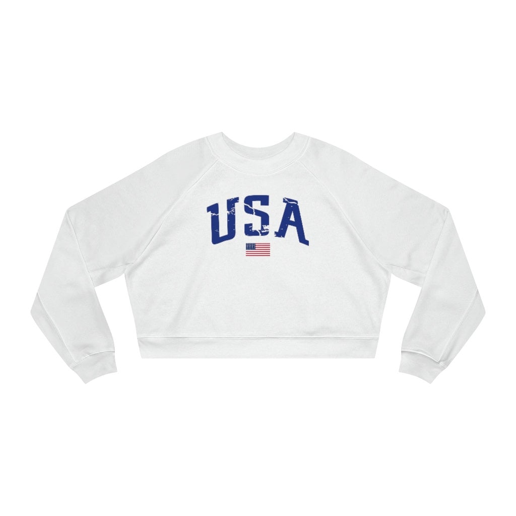 Usa Damen Cropped Fleece Pullover von RaimentGoods