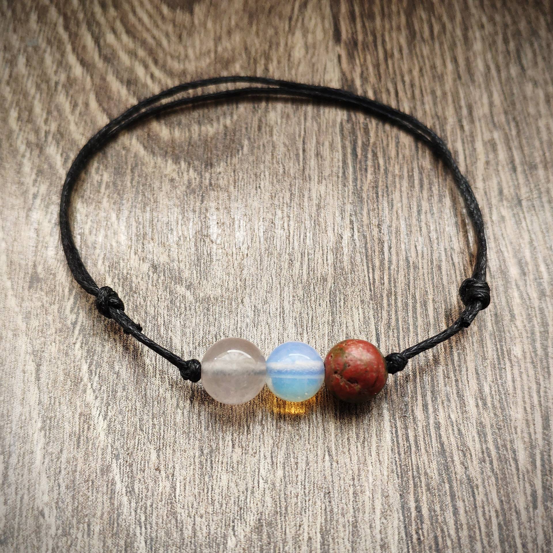 Fruchtbarkeit Armband. Mondstein, Rosenquarz & Unakit Verstellbar Hanf Fruchtbarkeits-Kristalle. Affirmation von RaimondsAccessories