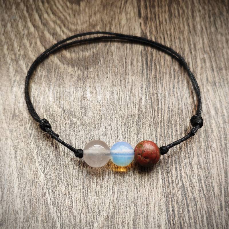 Fruchtbarkeit Armband. Mondstein, Rosenquarz & Unakit Verstellbar Hanf Fruchtbarkeits-Kristalle. Affirmation von RaimondsAccessories