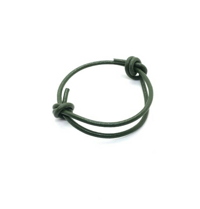 Herren Armee Grün Lederband Armband Verstellbarer Schiebeknoten Surfer Neu von RaimondsAccessories