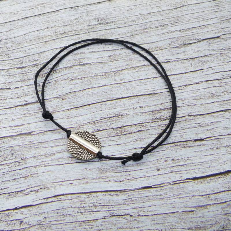 Kordel Armband, Tibetsilber Perlenarmband, Fußkettchen Schwarz Verstellbar Armband, Gewachst Baumwolle String Herren, Kinder Armband Schmuck von RaimondsAccessories