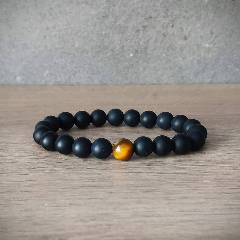 Matte Achat Onyx Armband, Tigerauge Herren Perlen Schmuck, Schmuck von RaimondsAccessories