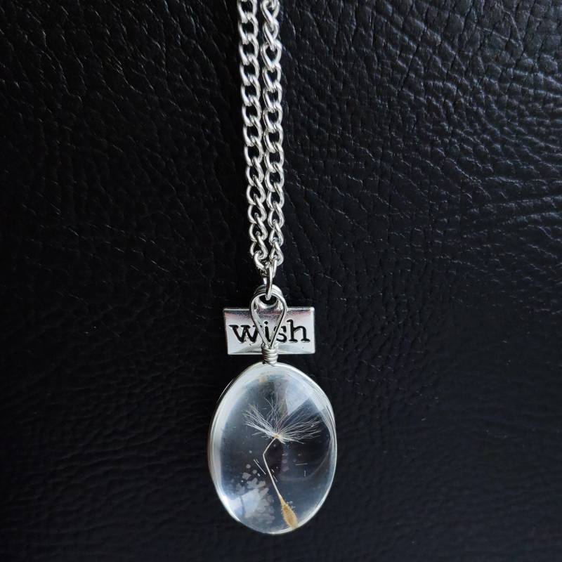 Natürliche Löwenzahn Halskette Handgemachte Glas Benutzerdefinierte Getrocknete Blume Anhänger Doppelseitige Zeit Schmuck Für Frauen-Party-Zubehör von RaimondsAccessories