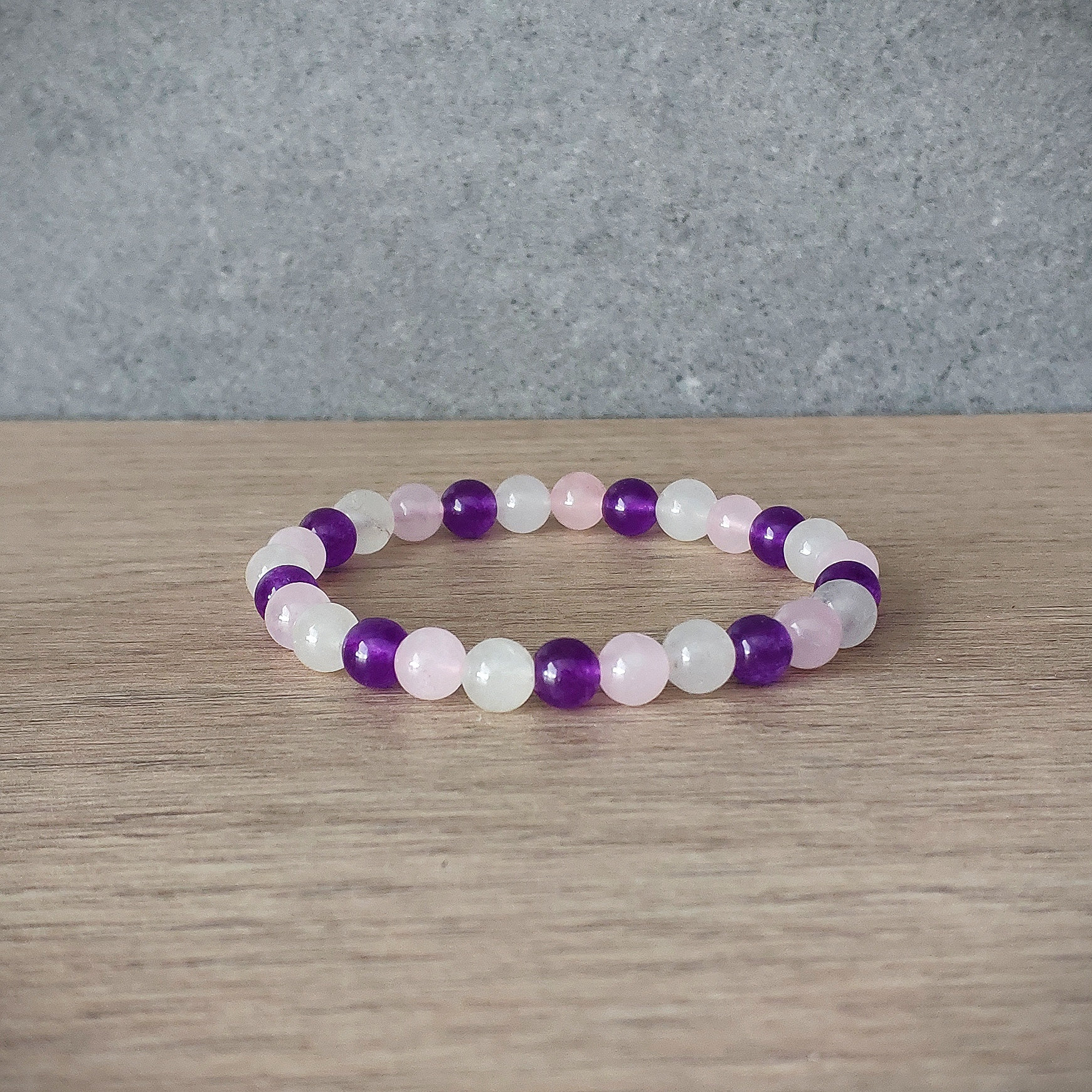 Ruhe Beruhigende Mischung 6 Mm Perle Perlen Stretch Armband, Edelstein Kristall Heilung, Amethyst, Weißer Achat, Rosenquarz Geschenke Für Sie von RaimondsAccessories