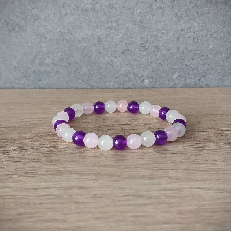 Ruhe Beruhigende Mischung 6 Mm Perle Perlen Stretch Armband, Edelstein Kristall Heilung, Amethyst, Weißer Achat, Rosenquarz Geschenke Für Sie von RaimondsAccessories