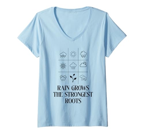 Damen Regen lässt die stärkste Motivation von Naturliebhabern wachsen T-Shirt mit V-Ausschnitt Damen Regen lässt die stärkste Motivation von Naturliebhabern wachsen T-Shirt mit V-Ausschnitt von Rain Grows The Strongest Roots