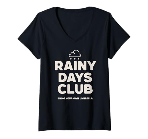Damen Rainy Days Club Herbst Moody Weather Grafik T-Shirt mit V-Ausschnitt Damen Rainy Days Club Herbst Moody Weather Grafik T-Shirt mit V-Ausschnitt von Rain Lover Autumn Aesthetic Cozy Cloudy Vibes
