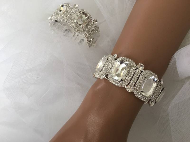 Braut Statement Armband, Strass Brautjungfern Schmuck, Vintage Inspirierte Abend Armband, Kristall Armband von RainBling