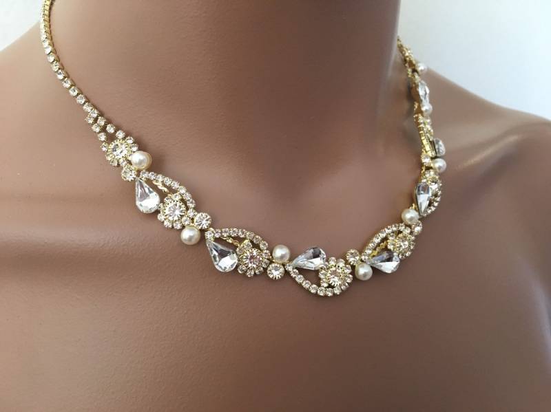 Perlenset Braut, Halskette Und Ohrringe Hochzeit Schmuckset, Brautjungfer Schmuck Perlenset, Brautschmuckset, Elfenbein Perlenhochzeitsschmuckset von RainBling