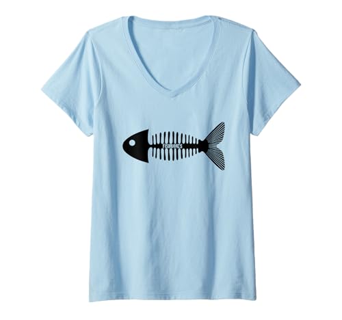 Damen FISCHGRÄTEN T-Shirt mit V-Ausschnitt von RainFish Graphics