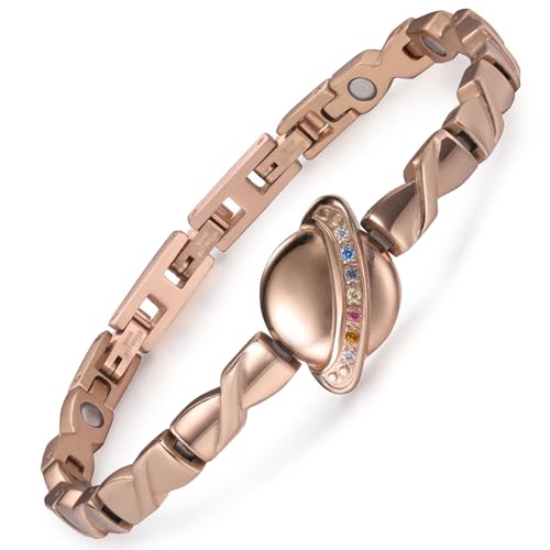 RainSo Edelstahl Armbänder für Frauen Rose Gold Magnetische Armbänder Planet Design mit Ultra Strength Magnetic Adjustable Frauen Armband für Geburtstag Geschenk [Include Sizing Tool] von RainSo