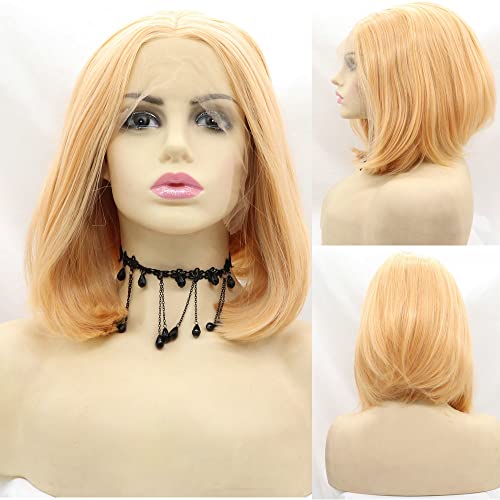 Kunsthaar-Perücke, kurzer Bob, 35,6 cm, Pastellorange, mit Mittelscheitel, natürliche Haaransatz, hitzebeständige Fasern für Frauen Kunsthaar-Perücke, kurzer Bob, 35,6 cm, Pastellorange, mit Mittelscheitel, natürliche Haaransatz, hitzebeständige Fasern für Frauen von RainaHair