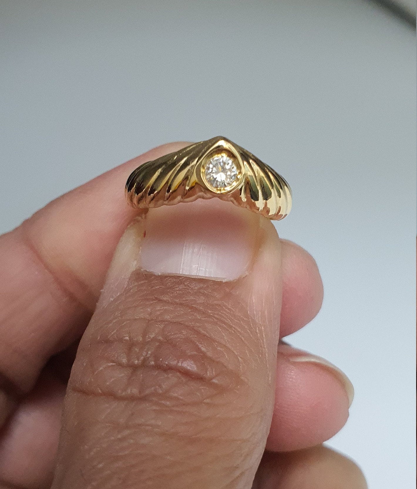 18Ct Gelbgold Solitär Diamant Ring 0, 10Cts Gsi1 Stempelt von RainaJewels