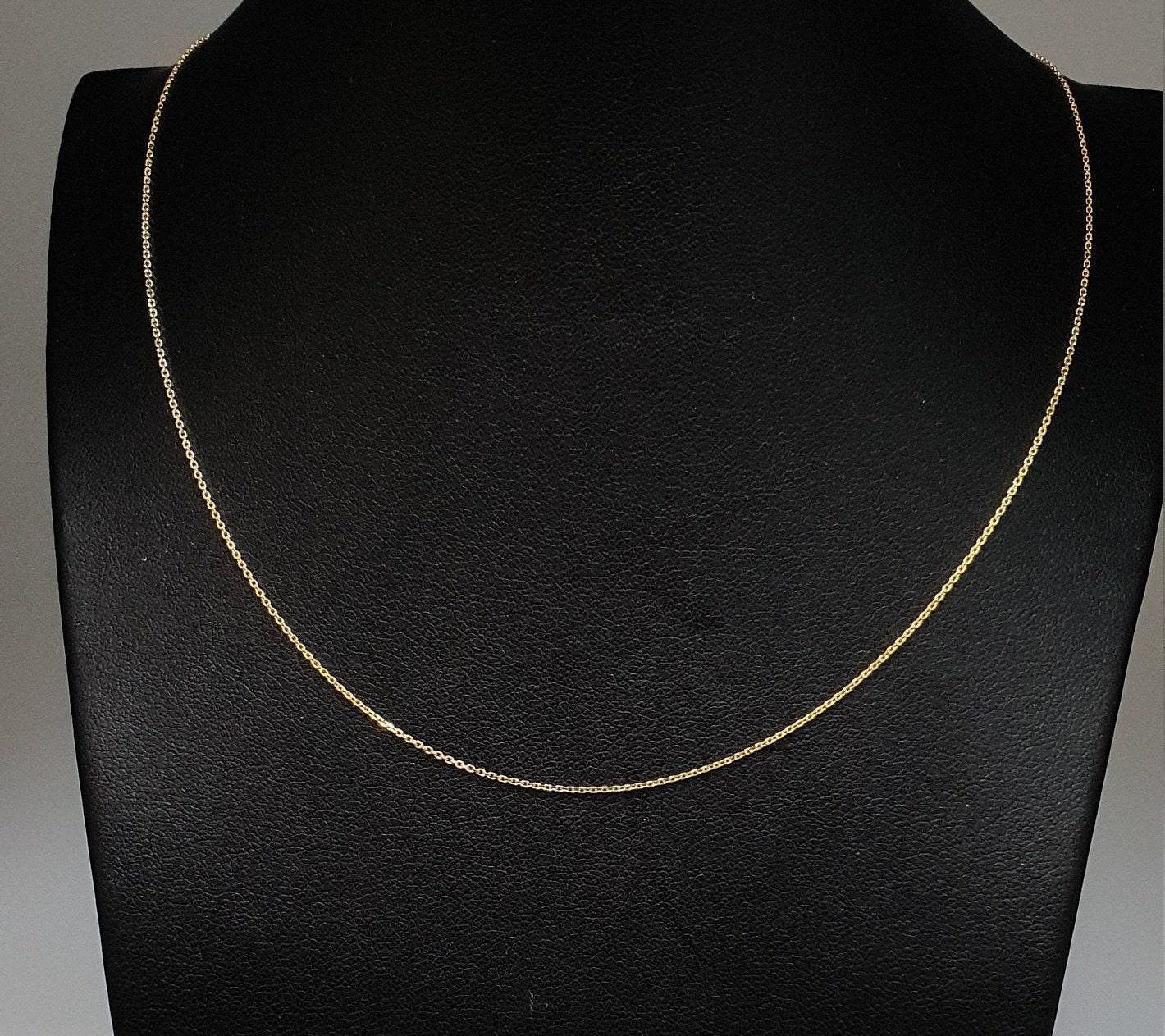 18K Gelbgold Damen Ausgefallene Kette Halskette 18" Inches Lang Gemarkt von RainaJewels